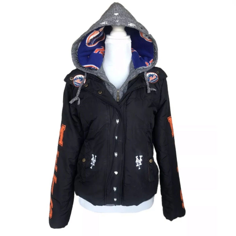 NY METS Jacket w/sweatshirt hoodie Zip & Button-up
